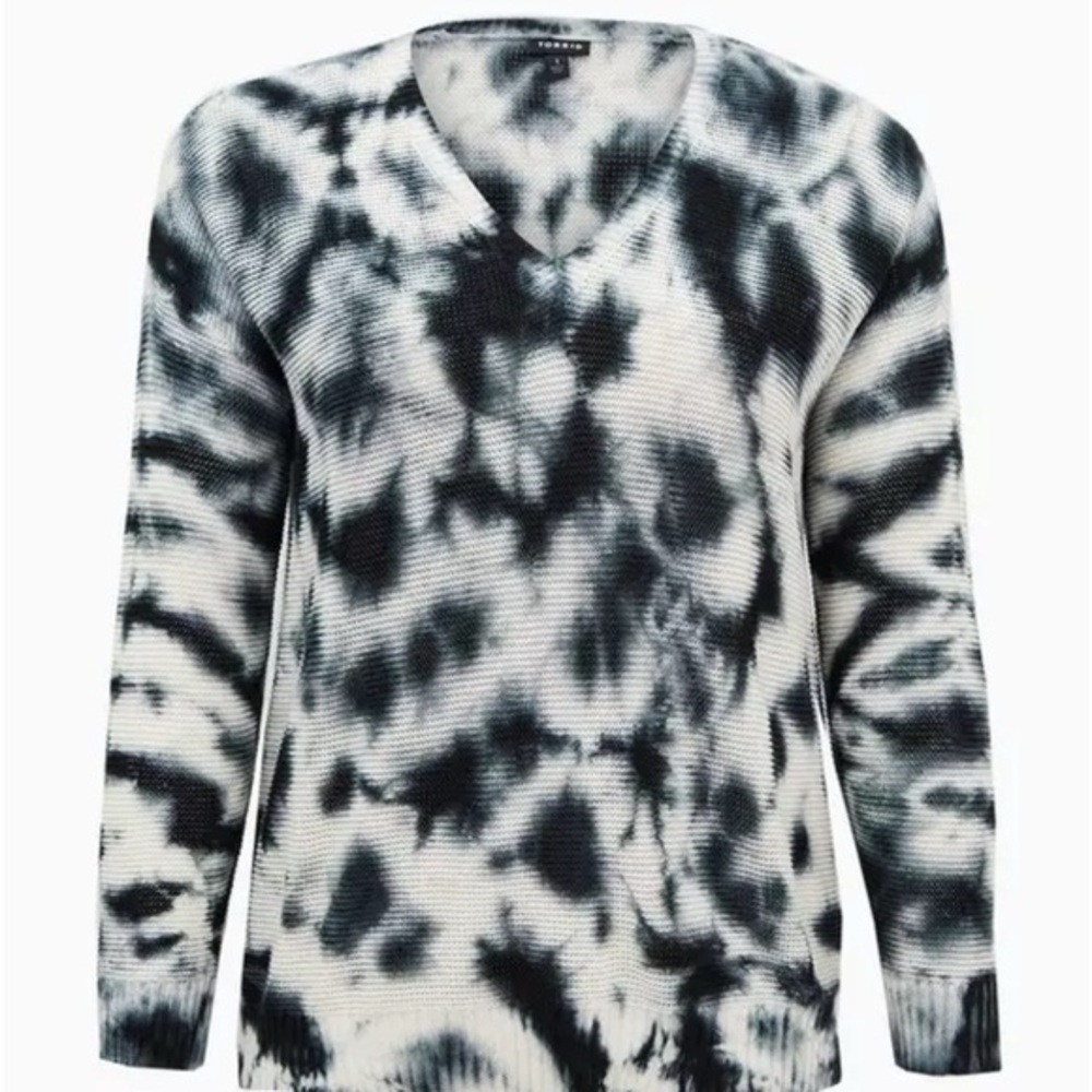Torrid Black Tie-Dye Cotton Pullover Sweater
